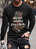 Retro Broken Crayons Still Color Print T-Shirt Black / S