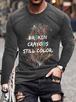 Retro Broken Crayons Still Color Print T-Shirt Grey / S