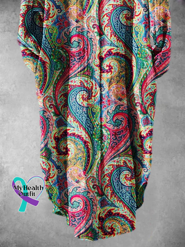 Retro Floral Pattern Art Print Long Skirt