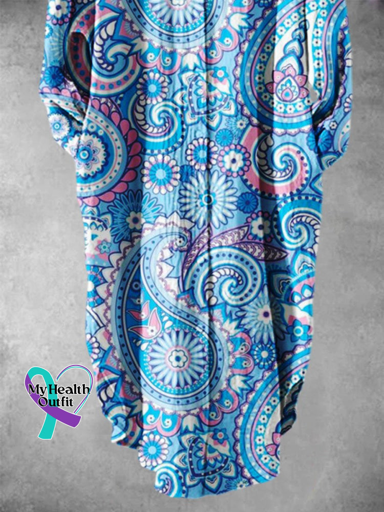 Retro Floral Pattern Art Print Long Skirt