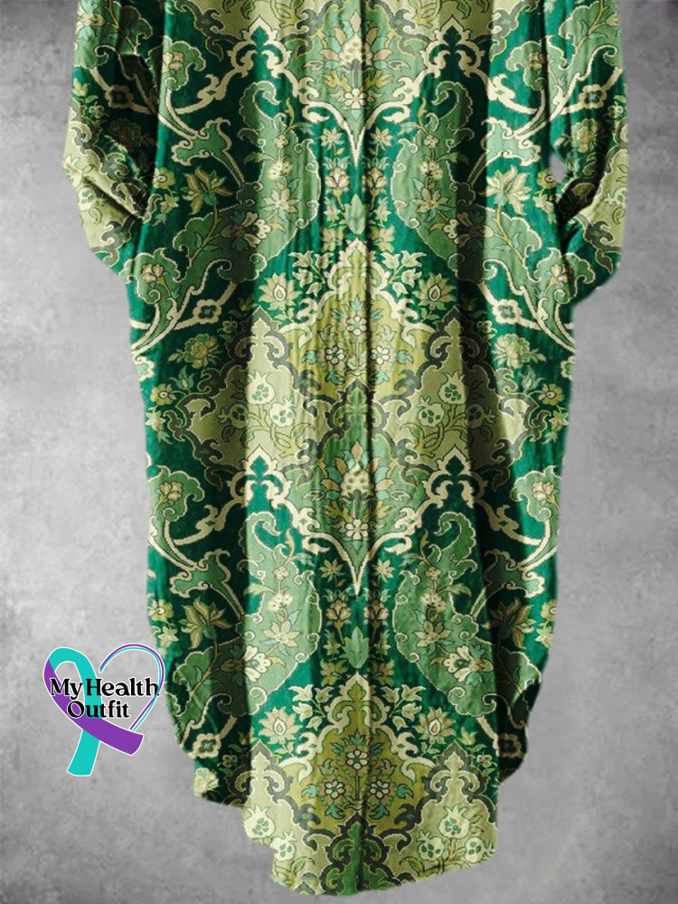 Retro Floral Pattern Art Print Long Skirt