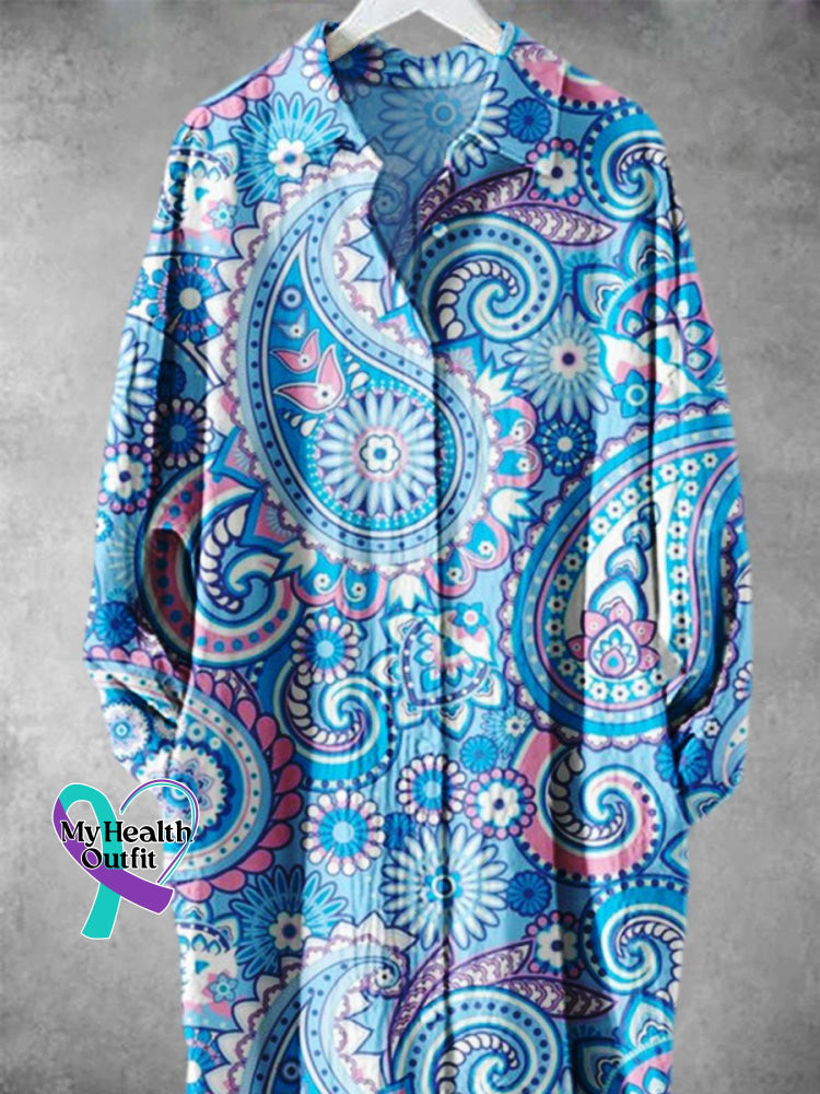 Retro Floral Pattern Art Print Long Skirt