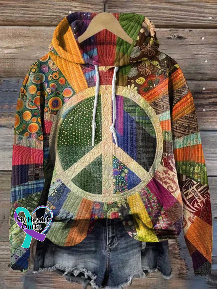 Retro Hippie Flower Peace Sign Love And Casual Hoodie Sweatshirt Multicolor / S