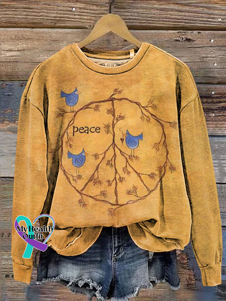 Retro Hippie Peace Sign Love And Casual Sweatshirt