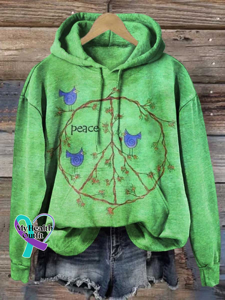 Retro Hippie Peace Sign Love And Casual Sweatshirt Multicolor / S
