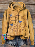 Retro Hippie Peace Sign Love And Casual Hoodie Sweatshirt Multicolor / S
