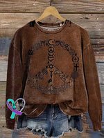 Retro Hippie Peace Sign Love And Casual Sweatshirt Multicolor / S