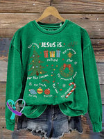 Retro Religious Christmas Jesus Is The Reason For Season Nativity Christian Print Casual Sweatshirt