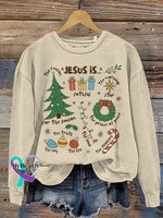 Retro Religious Christmas Jesus Is The Reason For Season Nativity Christian Print Casual Sweatshirt