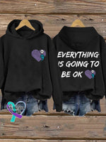 Retro You Matter Everything Is Going To Be Ok Print Hoodie Black / S