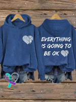 Retro You Matter Everything Is Going To Be Ok Print Hoodie Blue / S