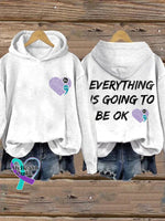 Retro You Matter Everything Is Going To Be Ok Print Hoodie White / S