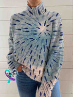 Sea Art Print Turtleneck Pullover Sweater Multicolor / S