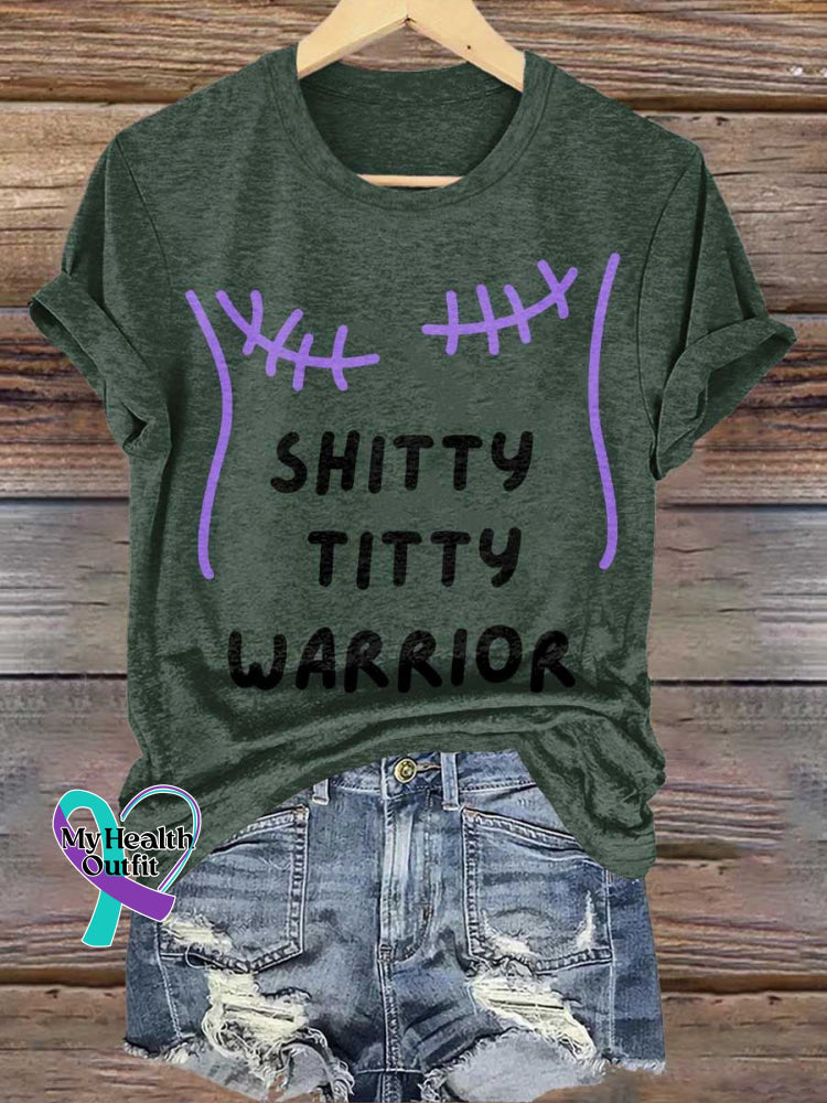 SHITTY TITTY WARRIOR Breast Cancer Awareness T shirt Green / S