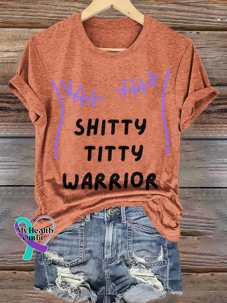 SHITTY TITTY WARRIOR Breast Cancer Awareness T shirt Orange / S