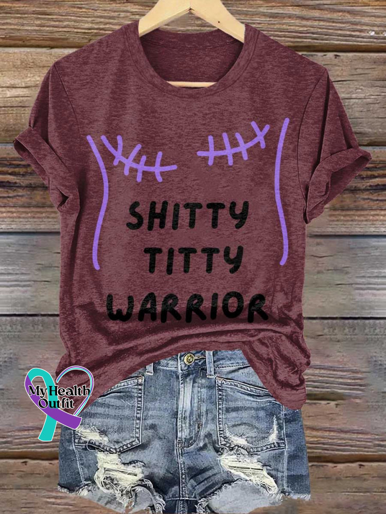SHITTY TITTY WARRIOR Breast Cancer Awareness T shirt Red / S