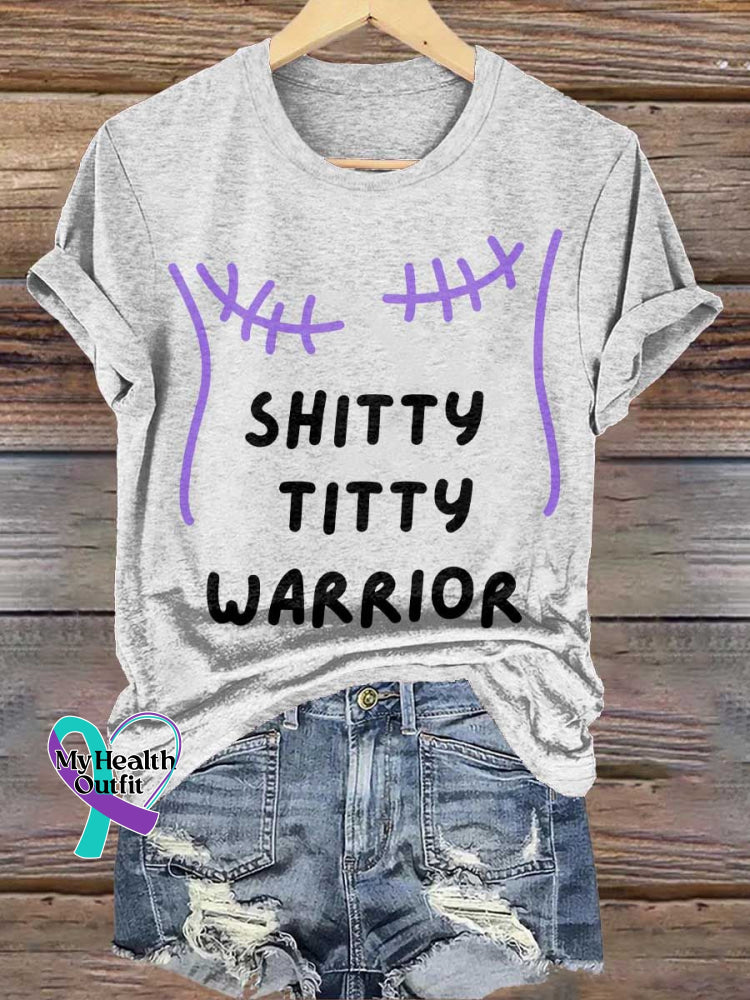 SHITTY TITTY WARRIOR Breast Cancer Awareness T shirt White / S