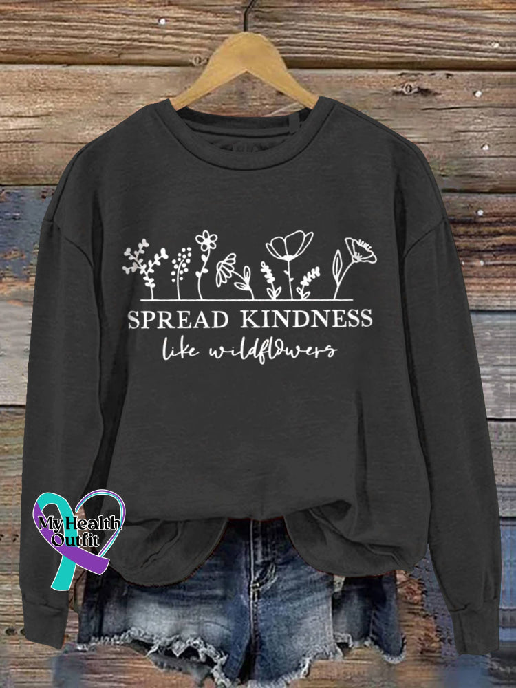 Spread Kindness Vintage Art V-Neck Print Casual Sweatshirt Black / S