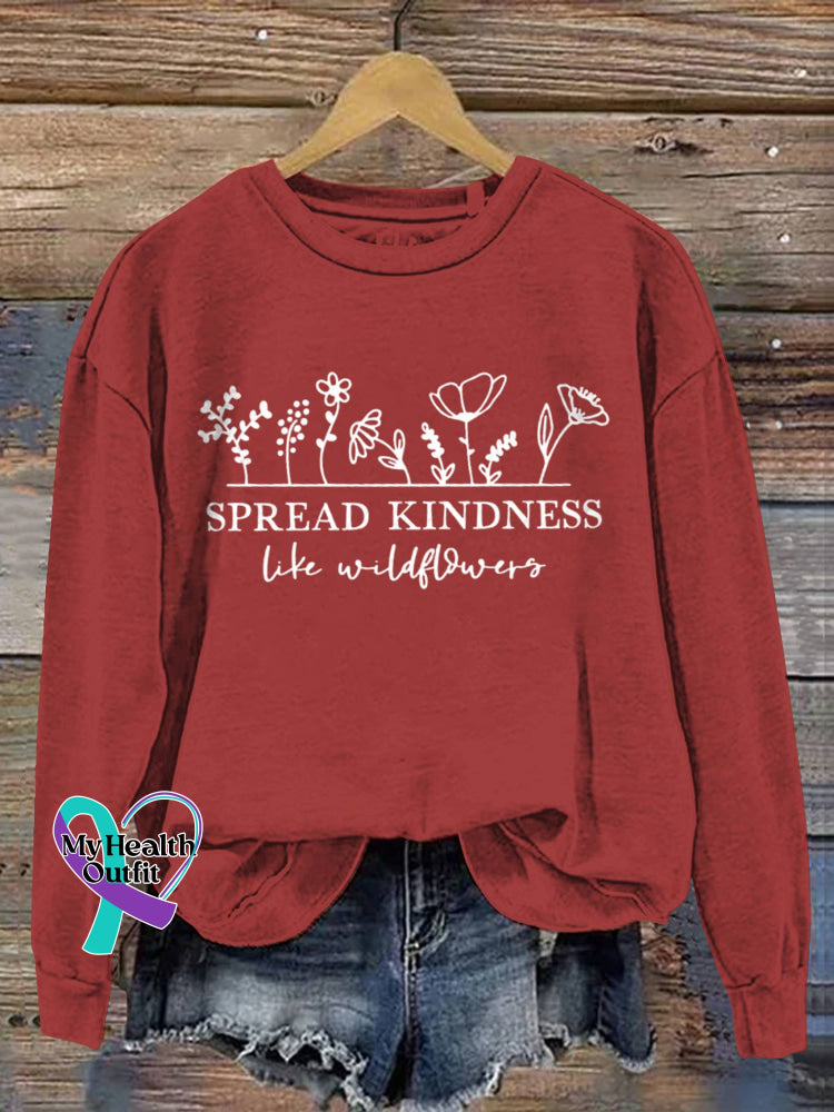 Spread Kindness Vintage Art V-Neck Print Casual Sweatshirt Red / S
