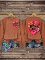 Spread Love Casual Crew Neck Sweatshirt Orange / S