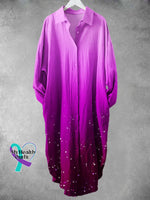 Starry Gradient Pattern Art Print Long Skirt Purple / S