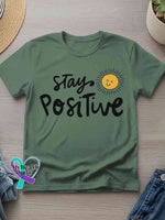 Stay Positive Art Print T-shirt Green / S