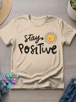Stay Positive Art Print T-shirt Khaki / S