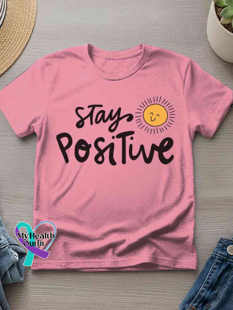 Stay Positive Art Print T-shirt Pink / S