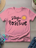 Stay Positive Art Print T-shirt Pink / S