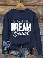 Stay True Dream Bound Vintage Art Print Casual Sweatshirt Blue / S