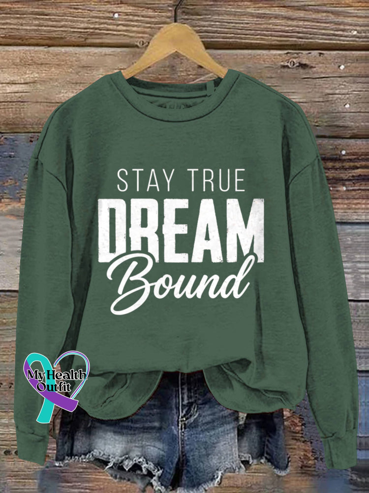 Stay True Dream Bound Vintage Art Print Casual Sweatshirt Green / S