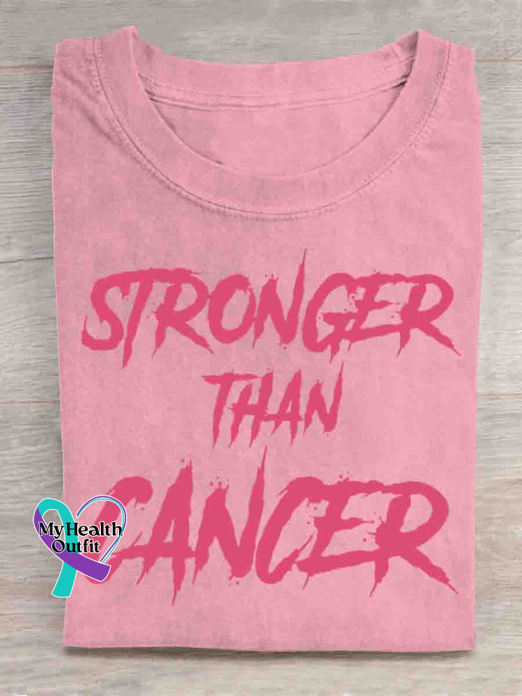 Stronger Than Cancer Art Print T-shirt Pink / S