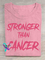 Stronger Than Cancer Art Print T-shirt Pink / S