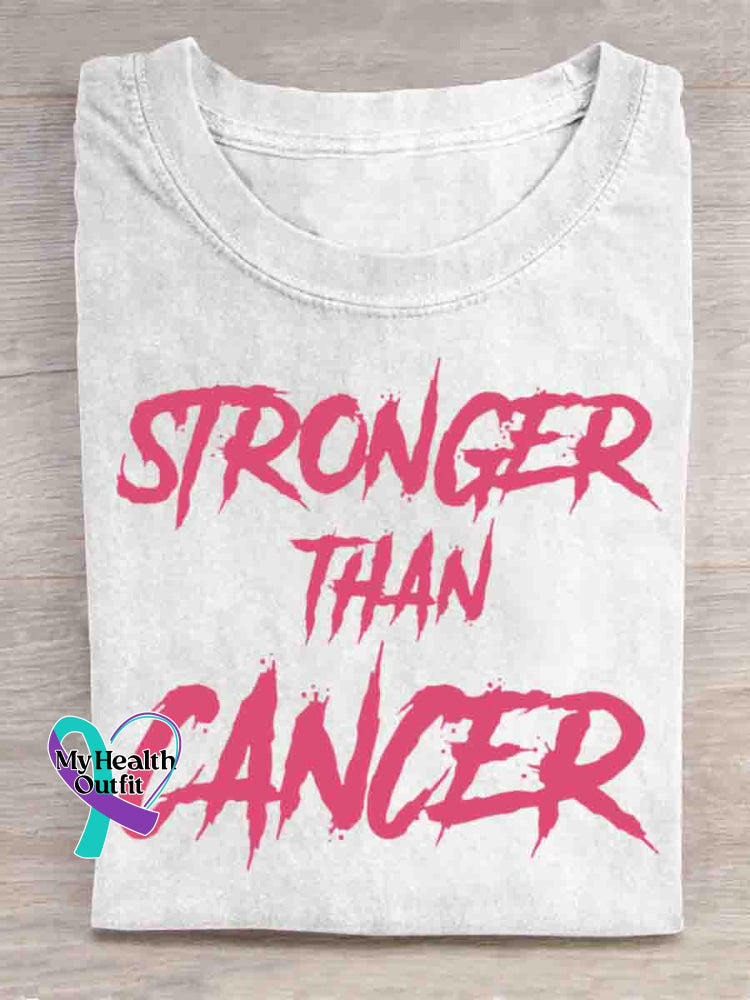 Stronger Than Cancer Art Print T-shirt White / S