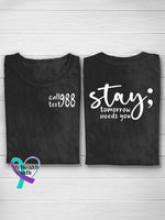Suicide Prevention Awareness Semicolon Stay Call 988 Print T-Shirt Black / S