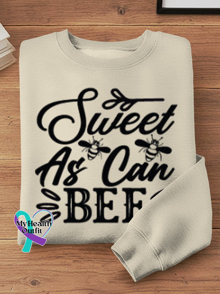 Sweet As Can Bee Art Print Casual Sweatshirt Khaki / S