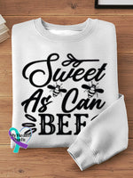 Sweet As Can Bee Art Print Casual Sweatshirt White / S