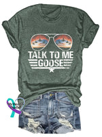 Talk To Me Goose Art Print T-Shirt Green / S