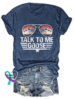 Talk To Me Goose Art Print T-Shirt Navy Blue / S