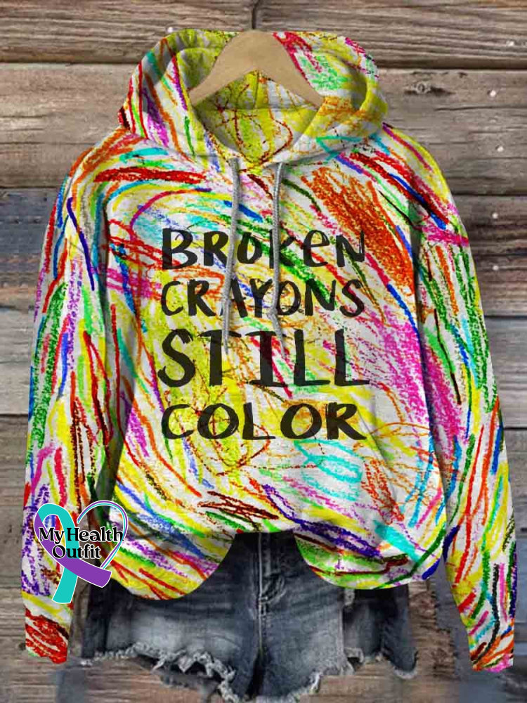 Unisex Broken Crayons Still Color Print Hooded Sweatshirt Multicolor2 / 4Xl