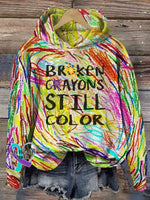 Unisex Broken Crayons Still Color Print Hooded Sweatshirt Multicolor2 / S