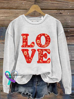Valentine’s Day Love Art Print Casual Sweatshirt White / S