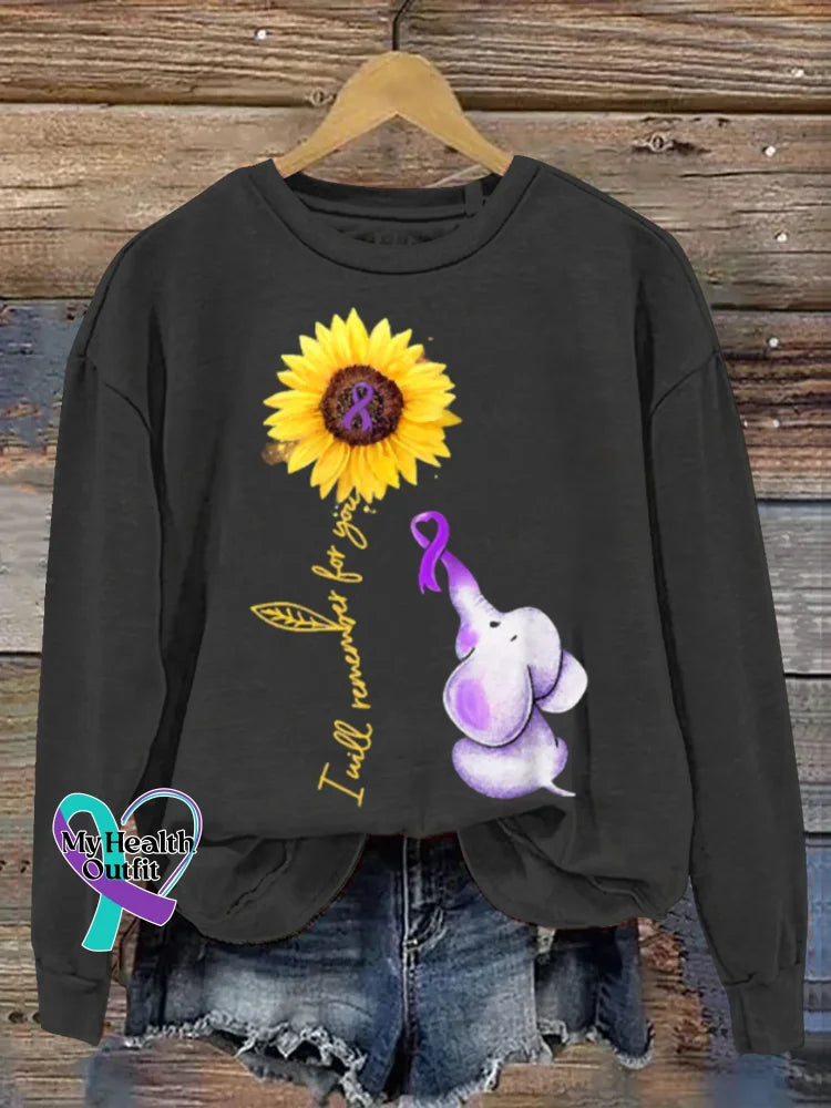 Vintage Alzheimer Awareness Art Print Casual Sweatshirt Black / S
