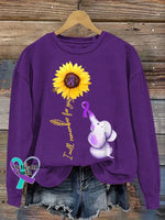 Vintage Alzheimer Awareness Art Print Casual Sweatshirt Purple / S