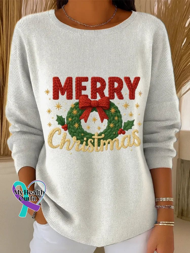 Vintage Christmas Art Print Casual Sweatshirt White / S