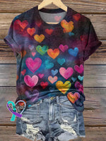 Vintage Love Printed Casual Round Neck Short Sleeve T-Shirt Multicolor / S