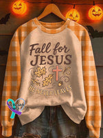 Vintage Jesus Art Print Casual Sweatshirt Apricot / S