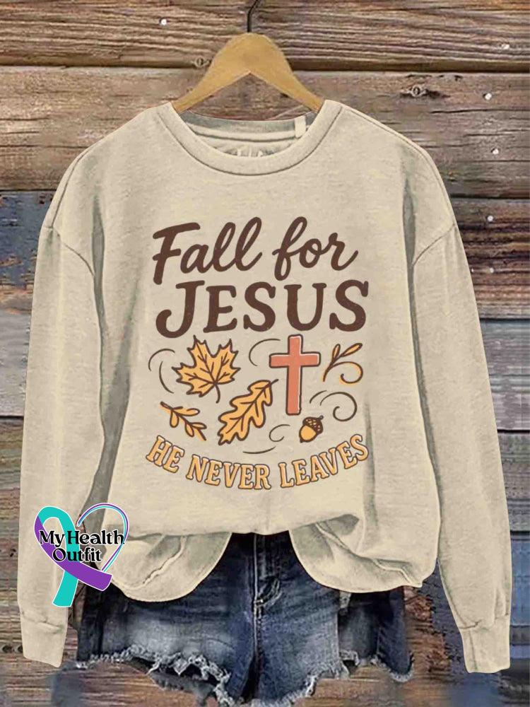 Vintage Jesus Art Print Casual Sweatshirt Cream / S