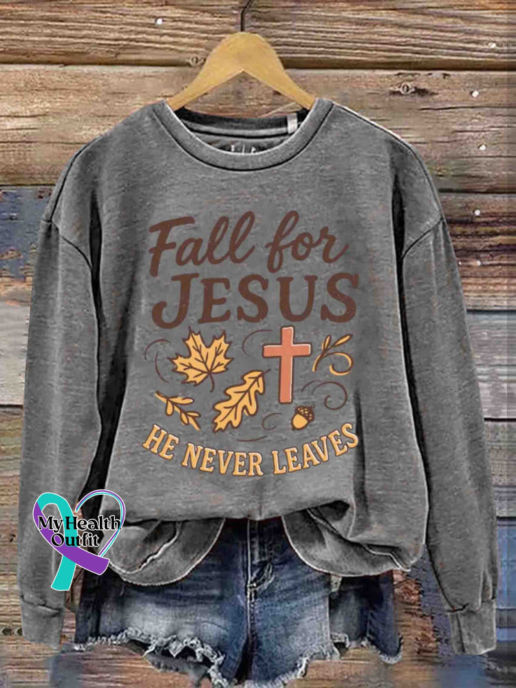 Vintage Jesus Art Print Casual Sweatshirt Grey / S