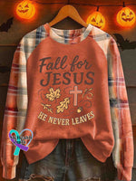 Vintage Jesus Art Print Casual Sweatshirt Orange / S